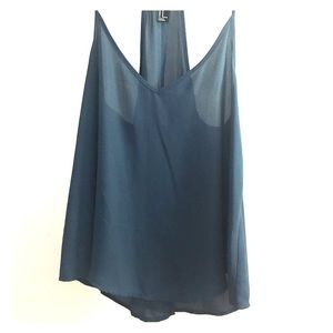 Grey Blue V cut tank